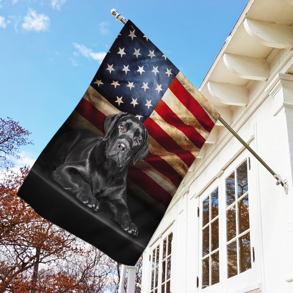 Black Labrador American Flag
