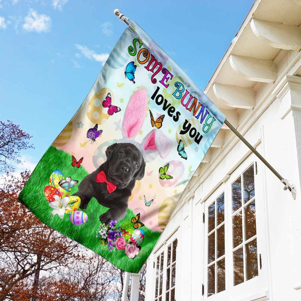Black Labrador Easter Some Bunny Loves You Flag
