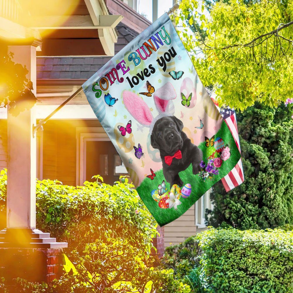 Black Labrador Easter Some Bunny Loves You Flag