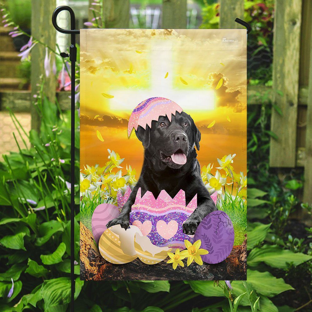 Black Labrador Retriever Is Ready For Easter Flag