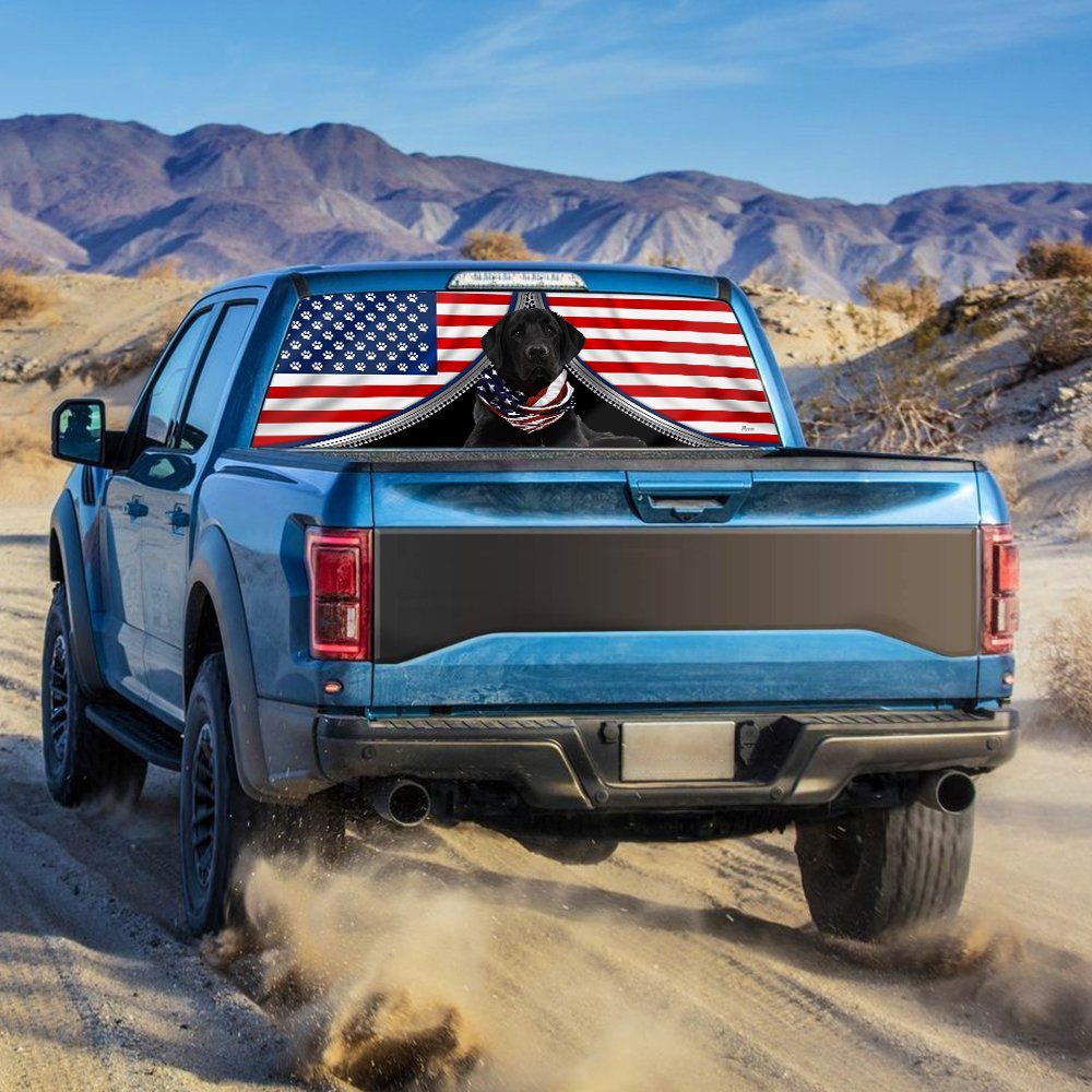 Black Labrador Retriever Rear Window Decal Patriotic Dog BNT408CD