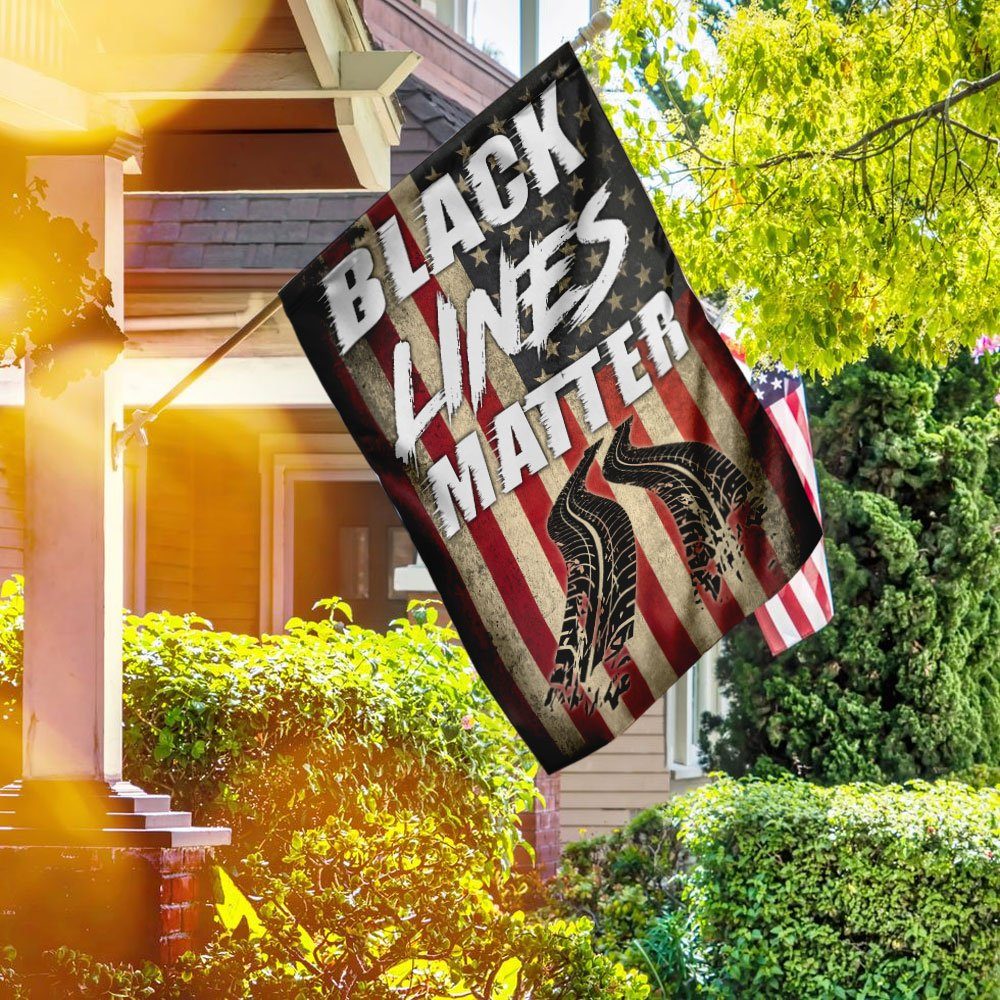 Black Lines Matter Racing American Flag