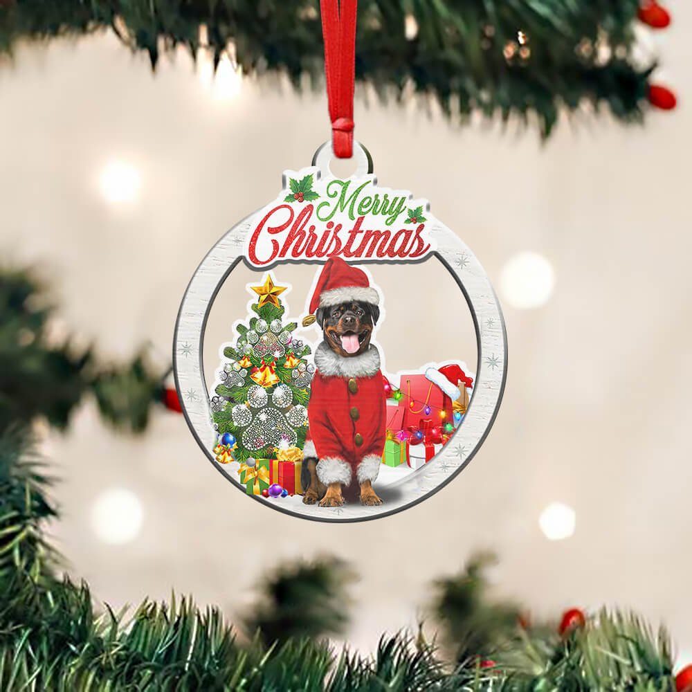 Black Rottweiler Dog Custom - Shaped Ornament NTB286Ov2
