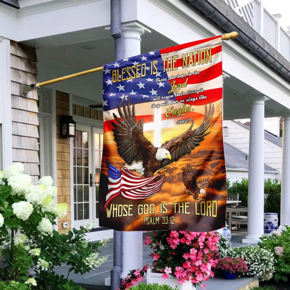 Blessed Is The Nation Whose God Is The Lord Eagle Flag - Flagwix