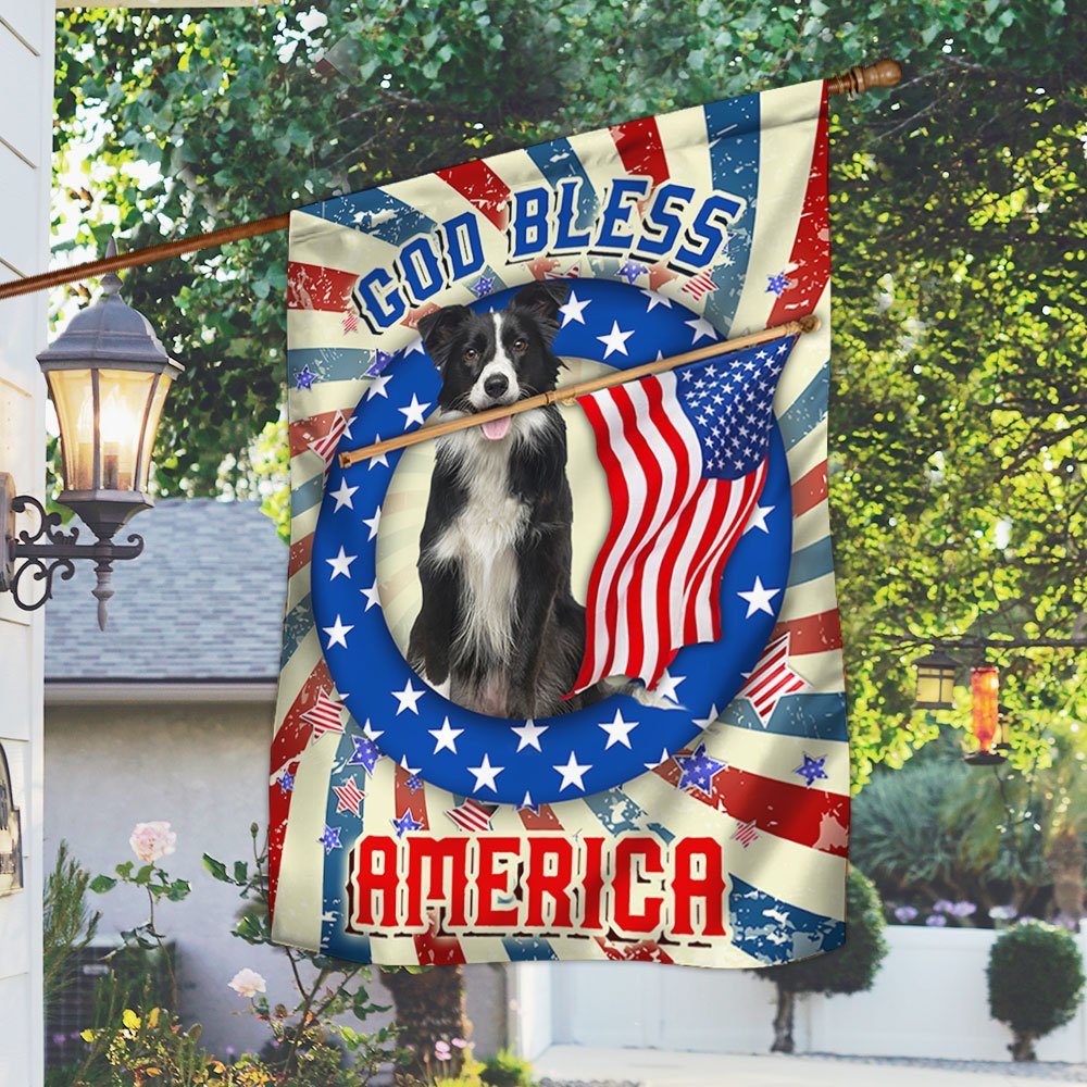 Border Collie Dog Flag, God Bless America QNK833Fv7