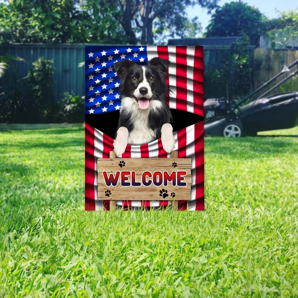 Border Collie Dog Welcome Garden Metal Sign TQN1135MSv6