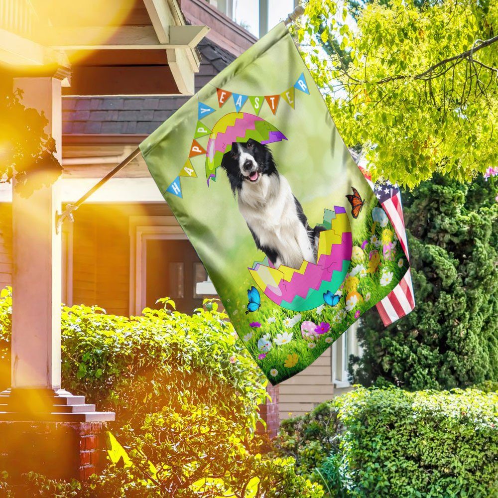 Border Collie Easter Day Flag