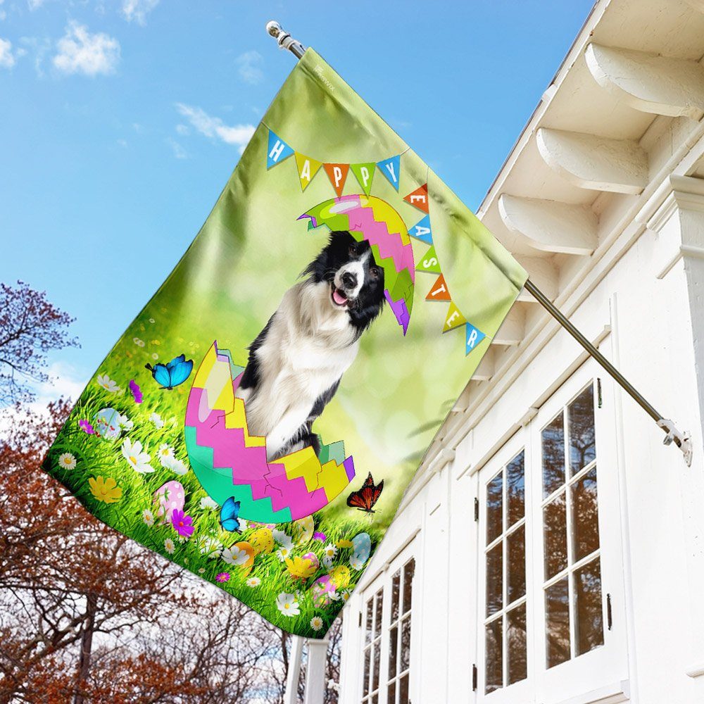 Border Collie Easter Day Flag