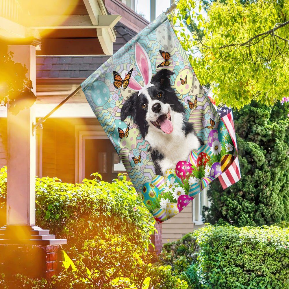 Border Collies Happy Easter Flag