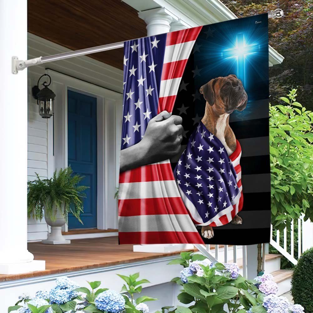 Boxer Dog Patriotic American Flag MLN1430Fv2