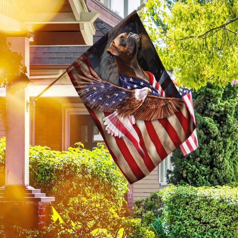 Boxer Dog Wrapped In Glory American Flag