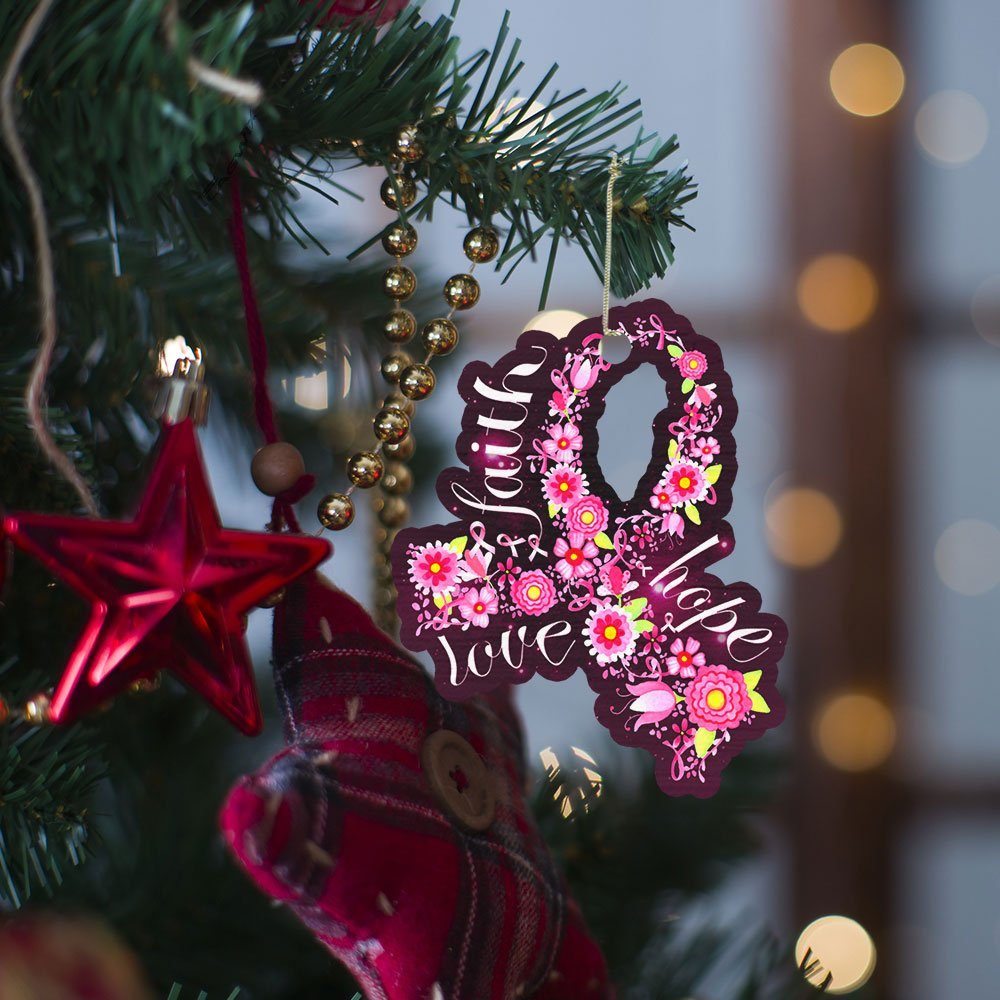 Breast Cancer Custom-Shaped Ornament Faith Hope Love ANL124O