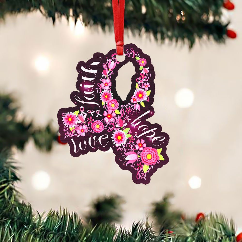 Breast Cancer Custom-Shaped Ornament Faith Hope Love ANL124O