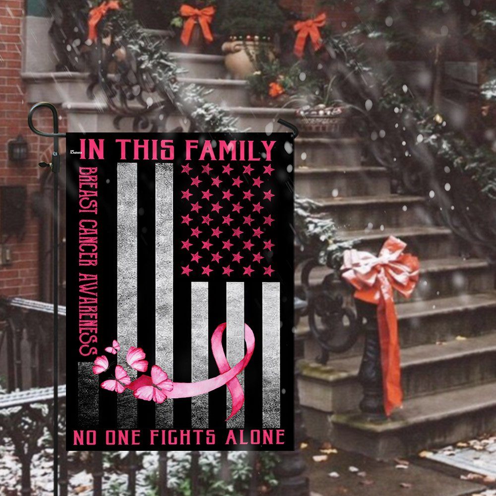 Breast Cancer Ribbon Fight Flagwix™ In This Family No One Fights Alone Flag