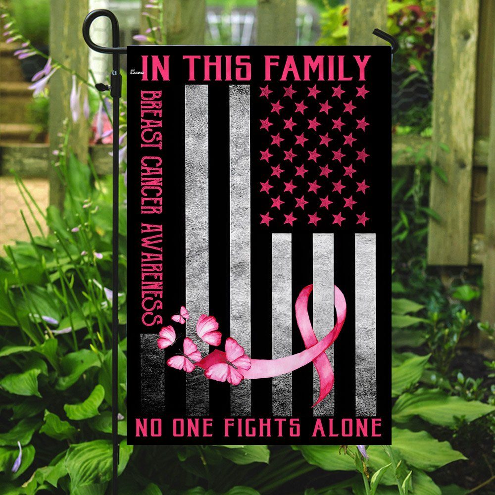 Breast Cancer Ribbon Fight Flagwix™ In This Family No One Fights Alone Flag