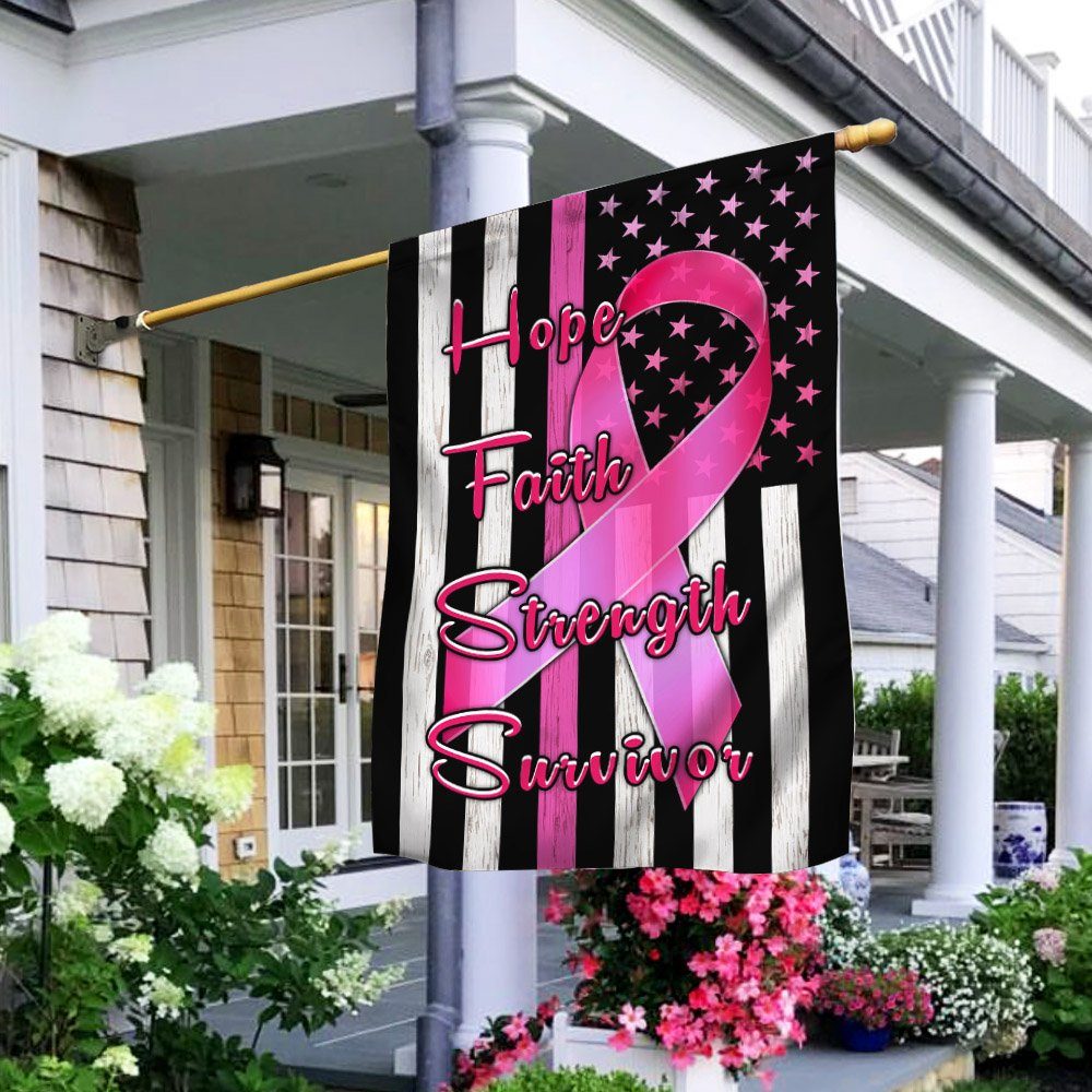 Breast Cancer Survivor Ribbon Flagwix™ Hope Faith Strength Flag MLH1791F
