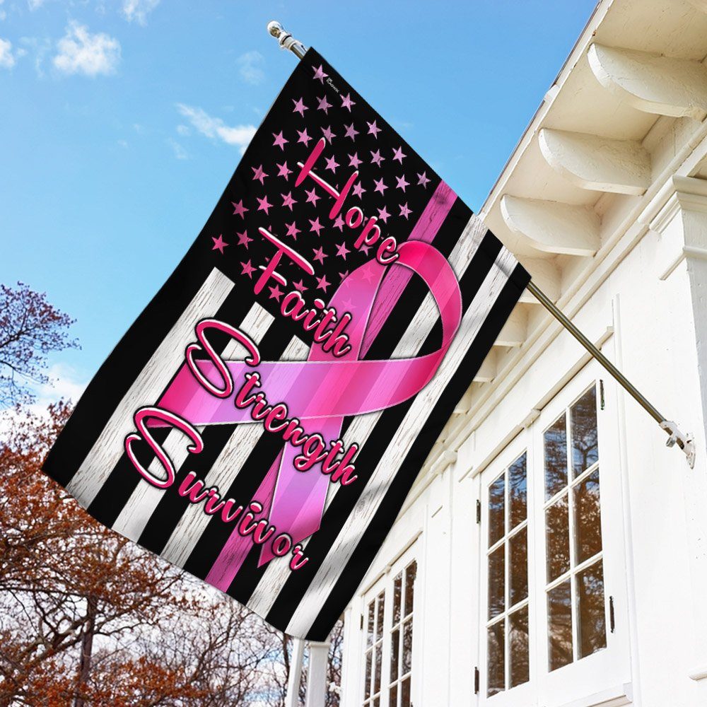Breast Cancer Survivor Ribbon Flagwix™ Hope Faith Strength Flag MLH1791F