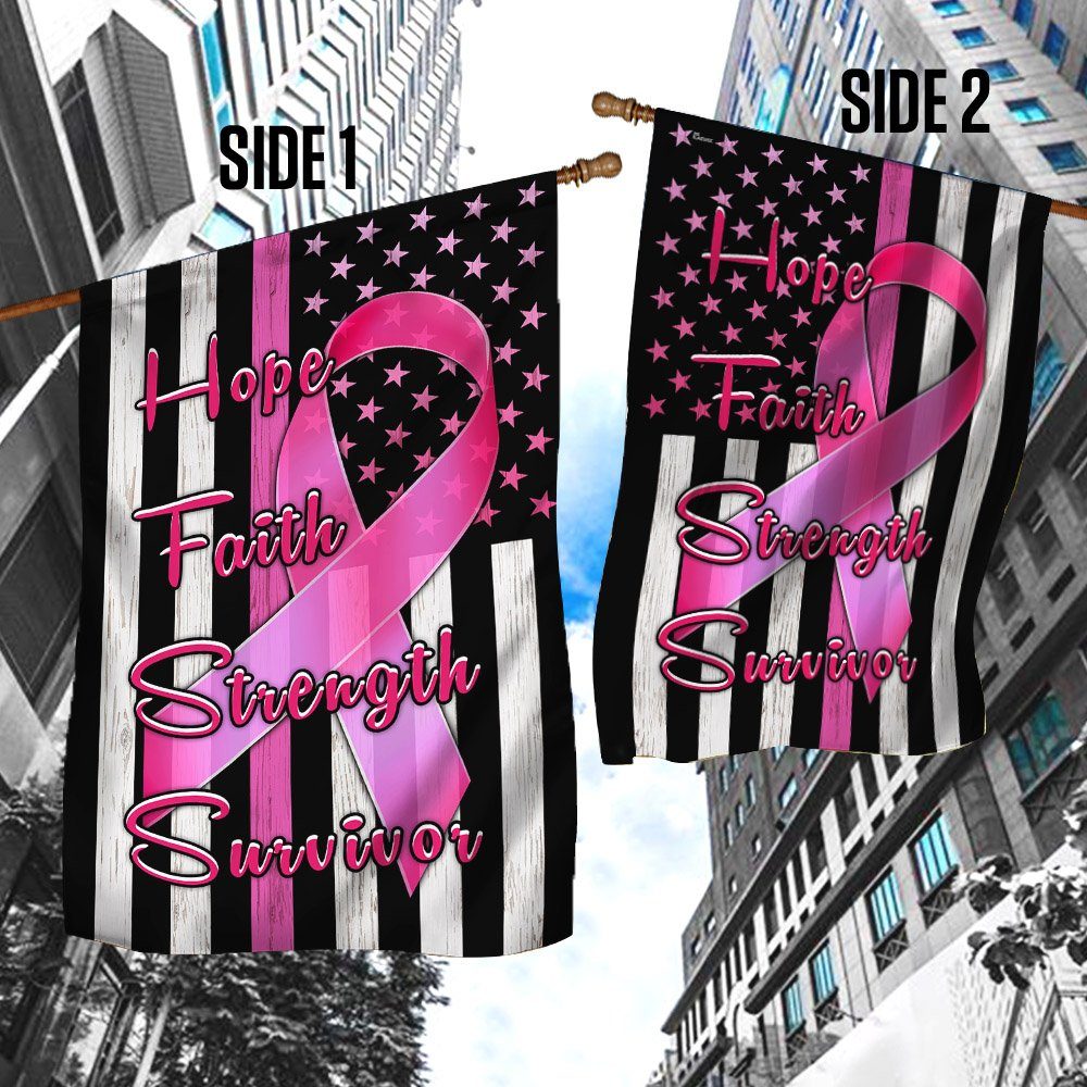 Breast Cancer Survivor Ribbon Flagwix™ Hope Faith Strength Flag MLH1791F