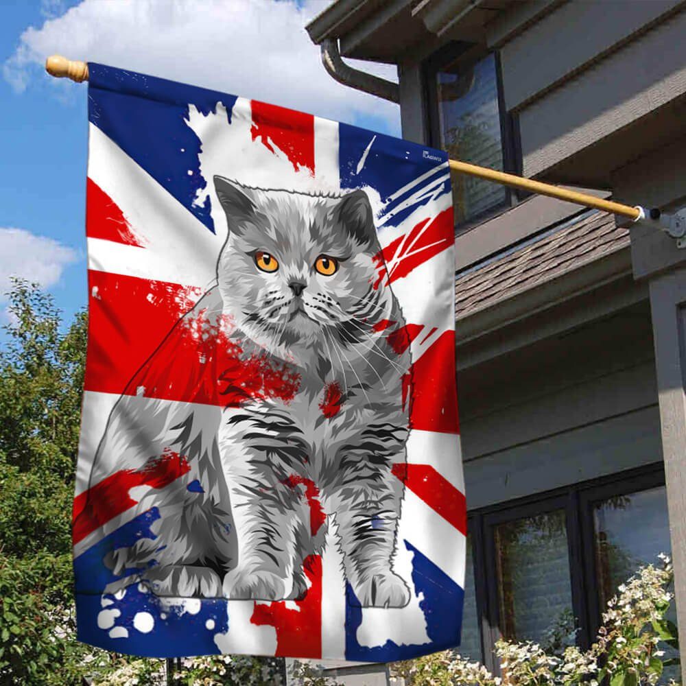 British Shorthair Blue Cat Flag UK Proud NTB243Fv4