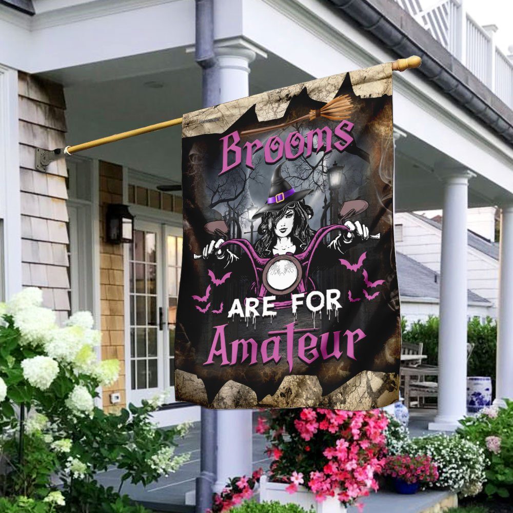 Brooms Are For Amateur Witch Motorcycle Flag