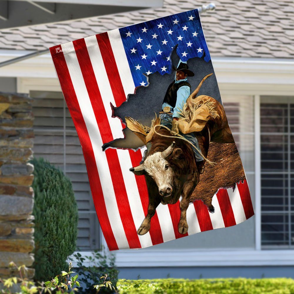 Bull Riding American U.S. Flag TRN1191F