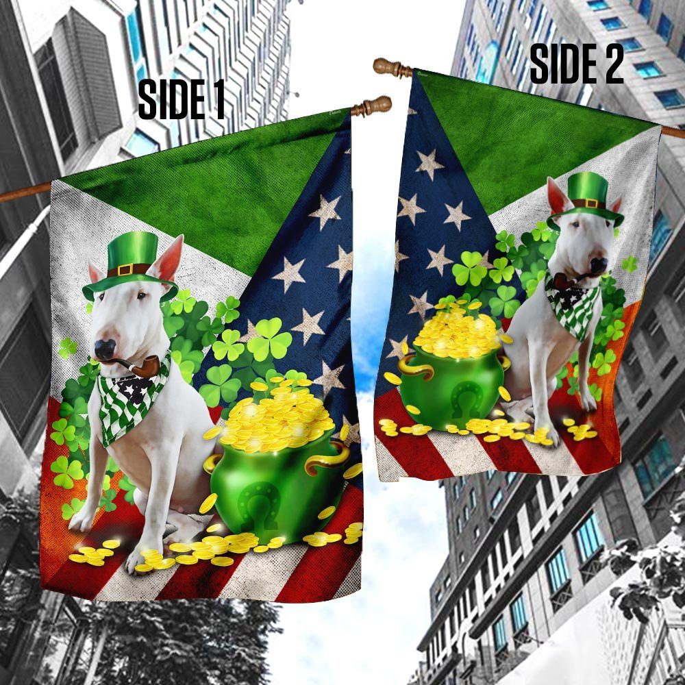 Bull Terrier – Happy St. Patrick Day Flag Bull Terrier – Happy St. Patrick Day Flag