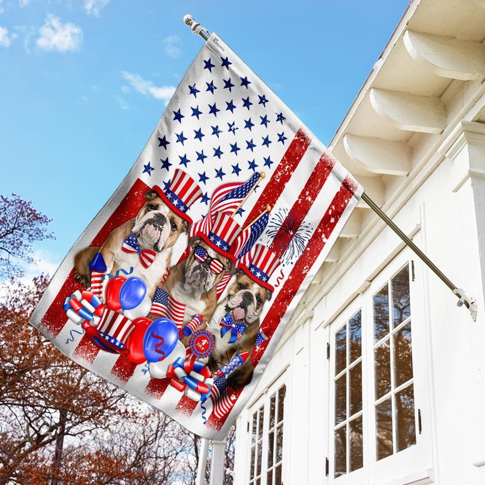 Bulldog 4th of July Happy Independence Day Flag