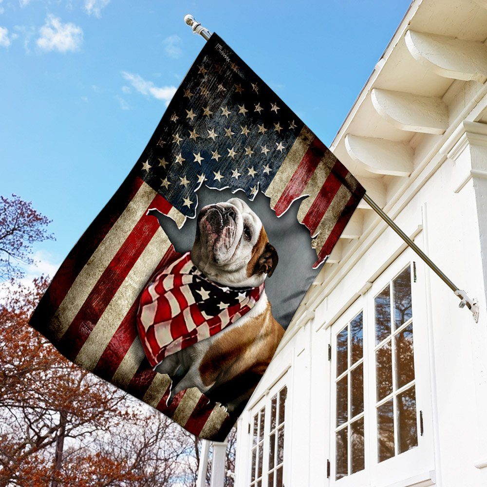 Bulldog Happy 4th Of July. American US Flag