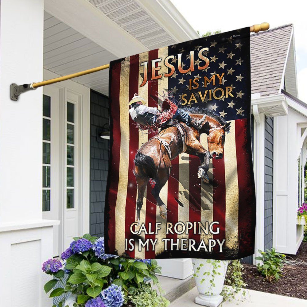 Calf Roping Is My Therapy American Flag ANL127F