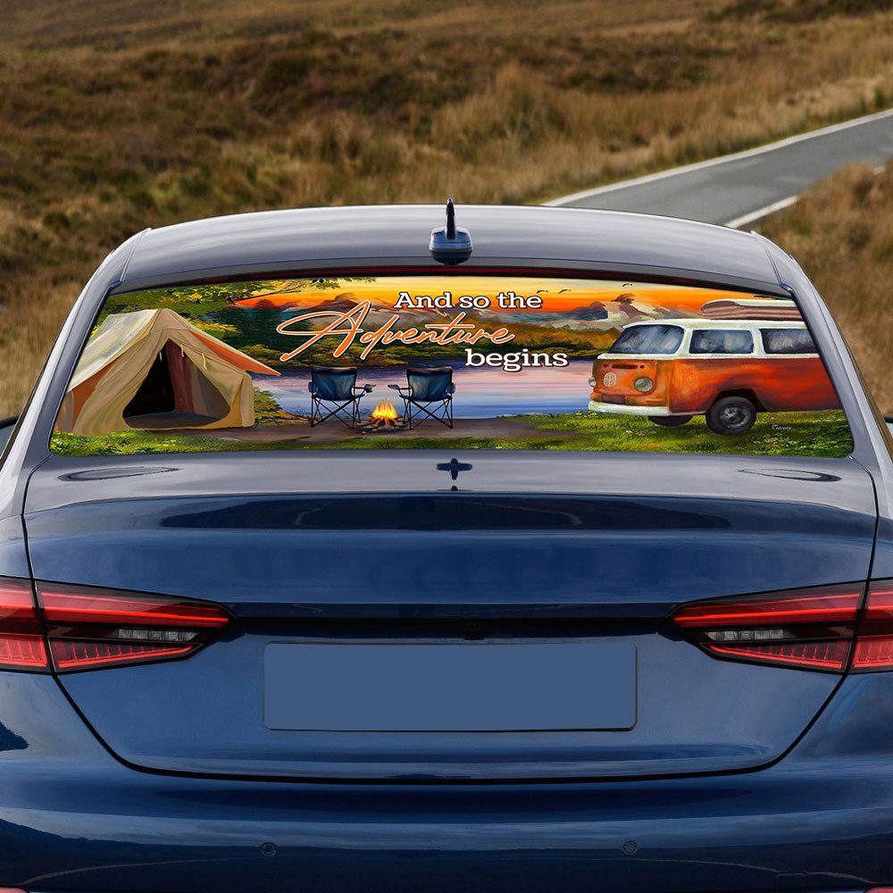 Camping And So The Adventure Begins Rear Window Decal MBH83CD