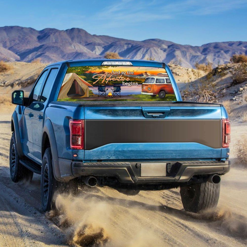 Camping And So The Adventure Begins Rear Window Decal MBH83CD