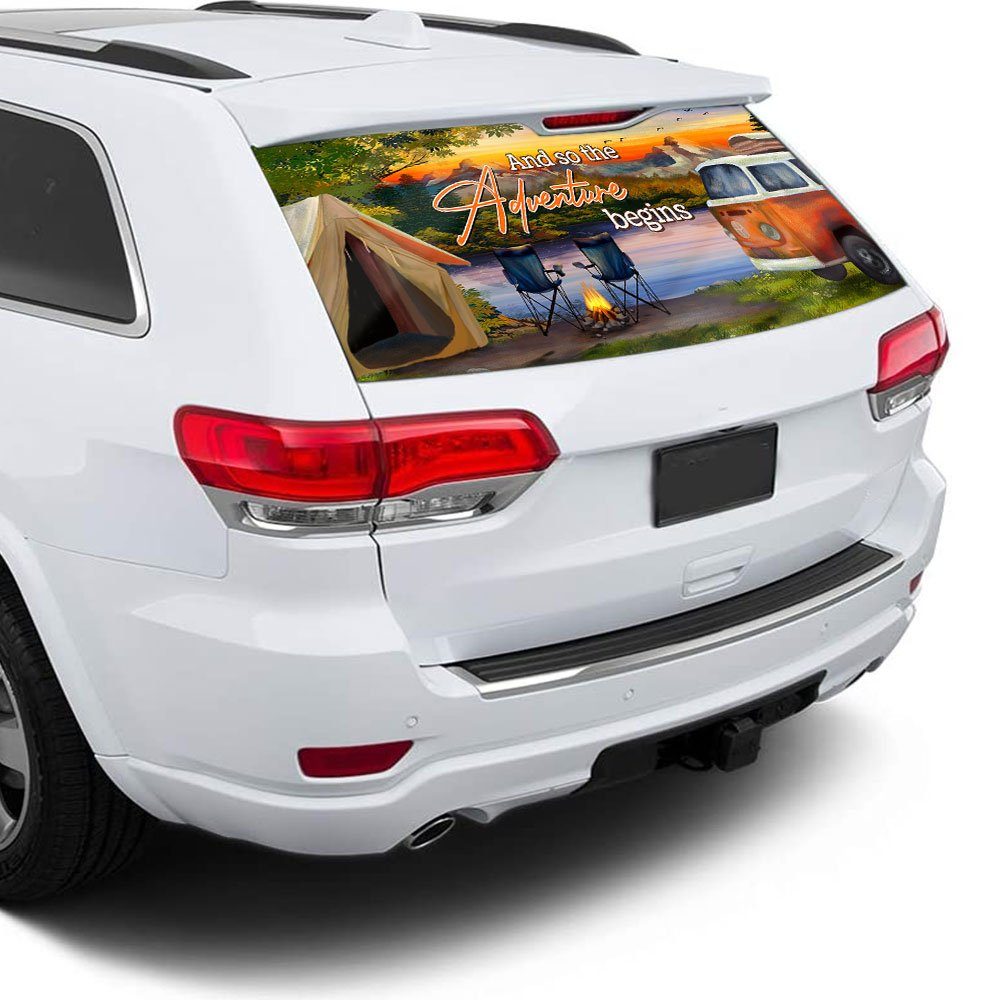 Camping And So The Adventure Begins Rear Window Decal MBH83CD