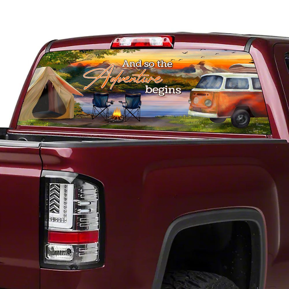 Camping And So The Adventure Begins Rear Window Decal MBH83CD