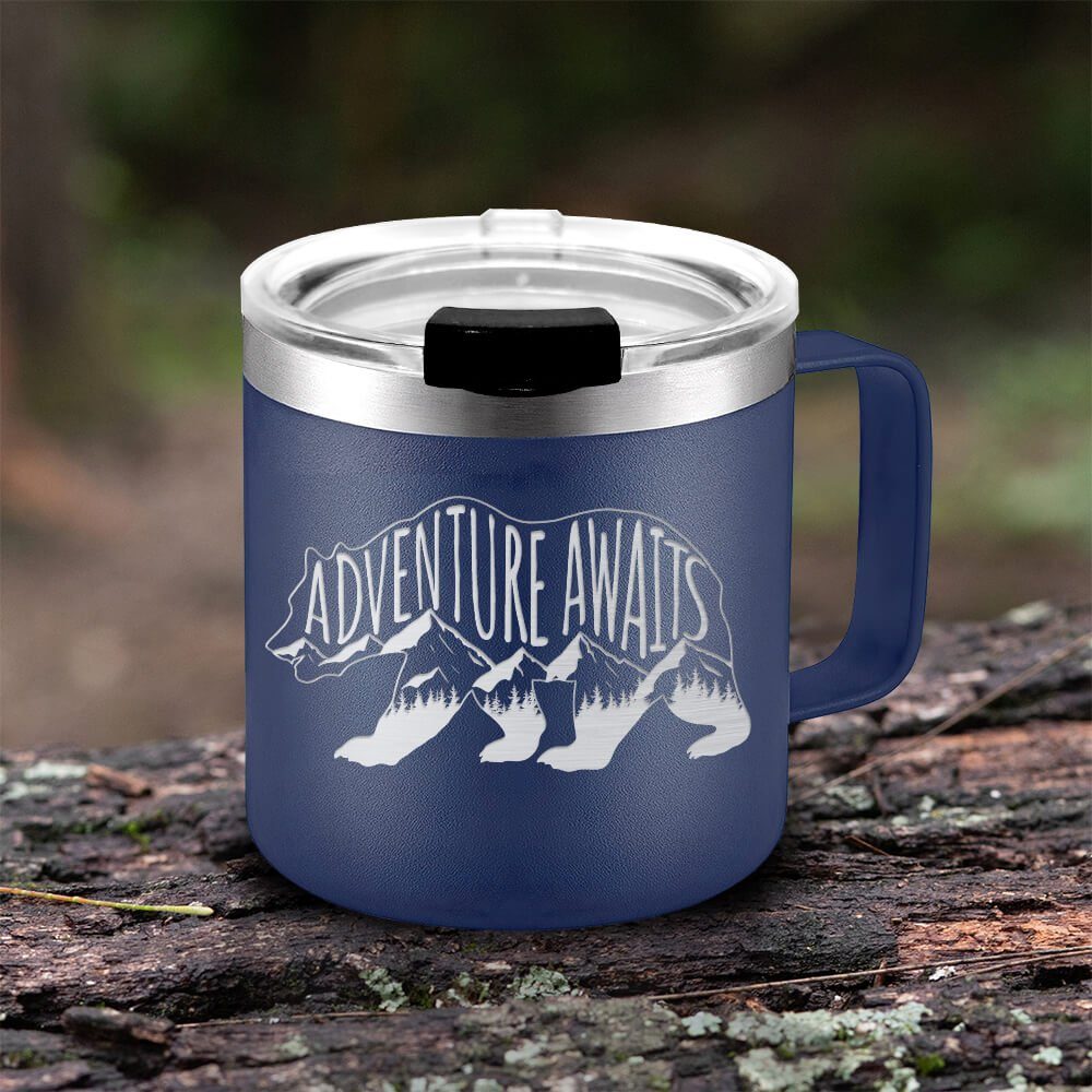 Camping Insulated Coffee Mug Adventure Awaits Mug LNT206CMv1 Camping Insulated Coffee Mug Adventure Awaits Mug LNT206CMv1