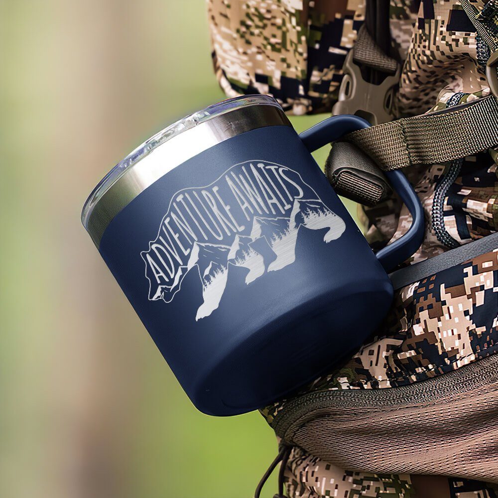 Camping Insulated Coffee Mug Adventure Awaits Mug LNT206CMv1 Camping Insulated Coffee Mug Adventure Awaits Mug LNT206CMv1