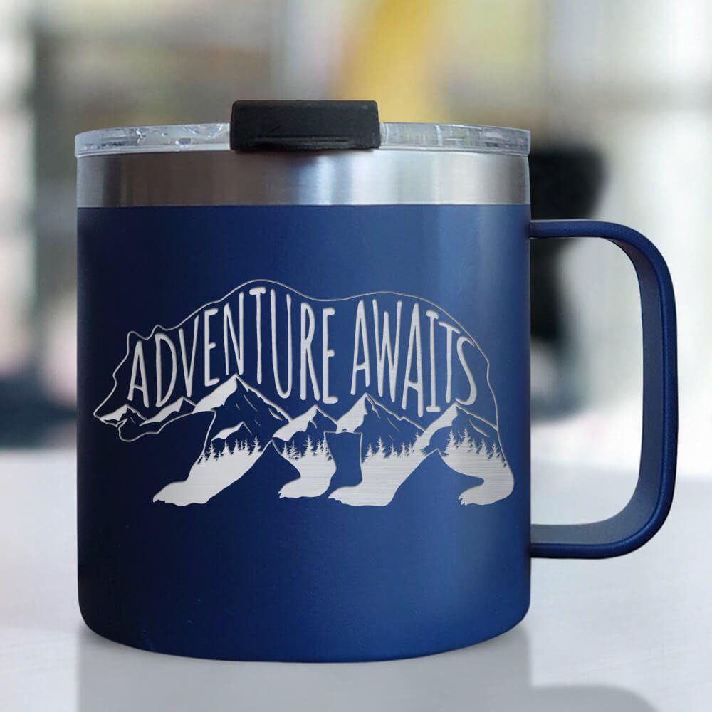 Camping Insulated Coffee Mug Adventure Awaits Mug LNT206CMv1 Camping Insulated Coffee Mug Adventure Awaits Mug LNT206CMv1