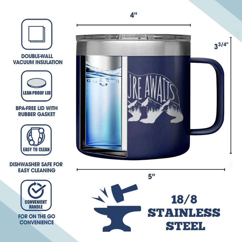 Camping Insulated Coffee Mug Adventure Awaits Mug LNT206CMv1 Camping Insulated Coffee Mug Adventure Awaits Mug LNT206CMv1
