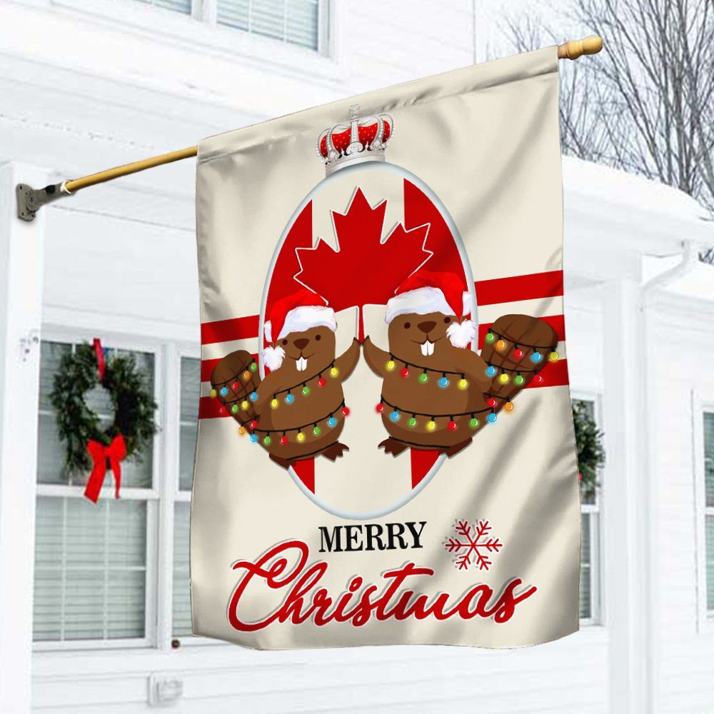 Canada Christmas Flag Beaver Merry Christmas BNN698F