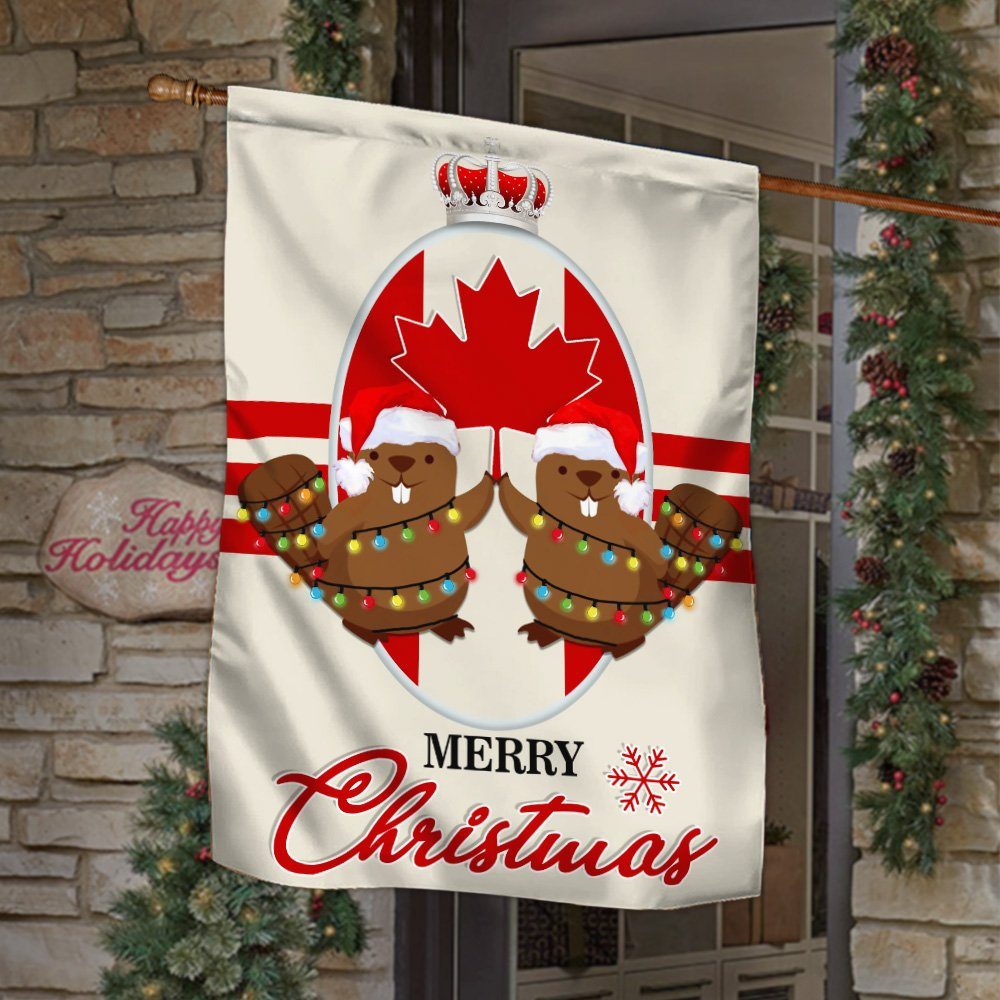 Canada Christmas Flag Beaver Merry Christmas BNN698F