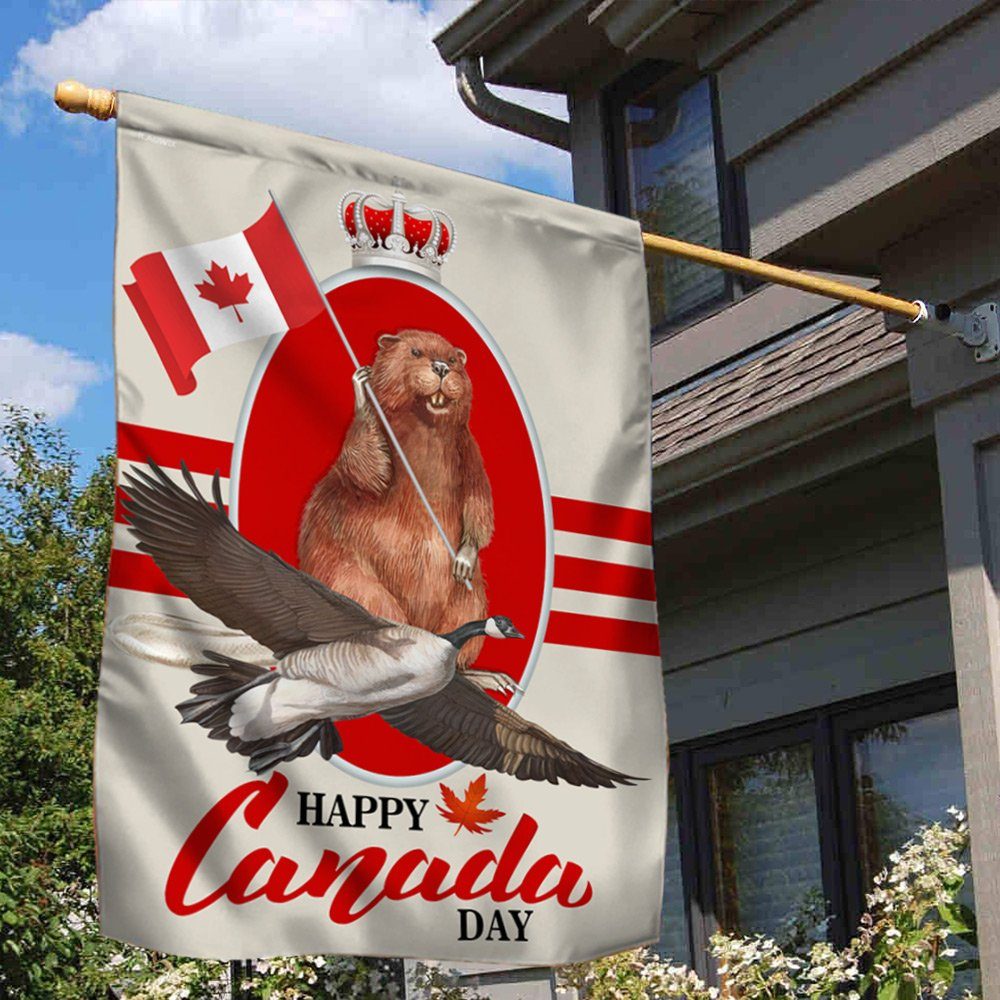 Canada Flag Happy Canada Day Beaver And Goose BNN155F