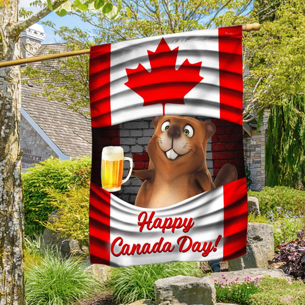 Canadian Flag Happy Beaver. Happy Canada Day BNN233F