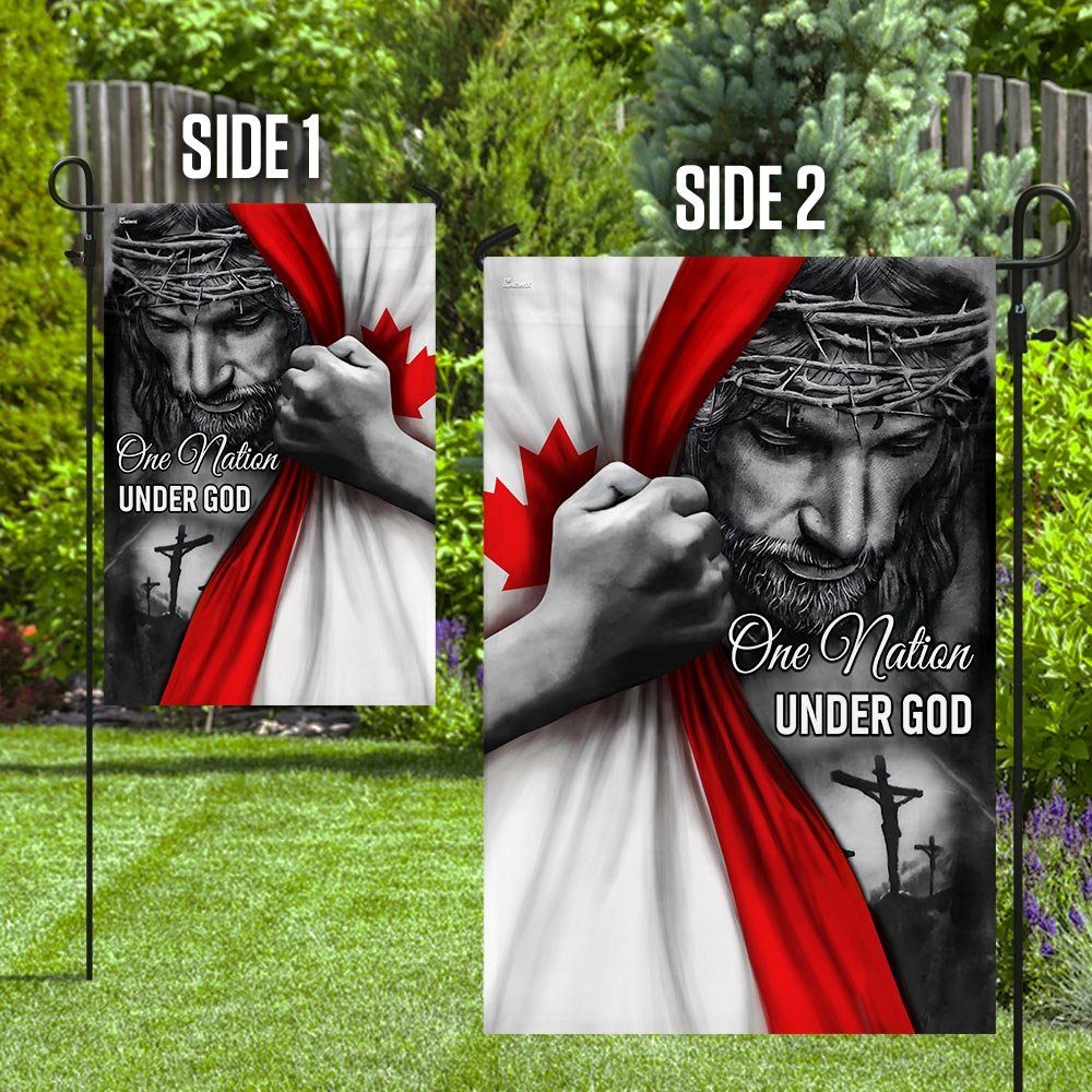 Canadian Flag Jesus One Nation Under God Flag TRL06Fv6 Canadian Flag Jesus One Nation Under God Flag TRL06Fv6