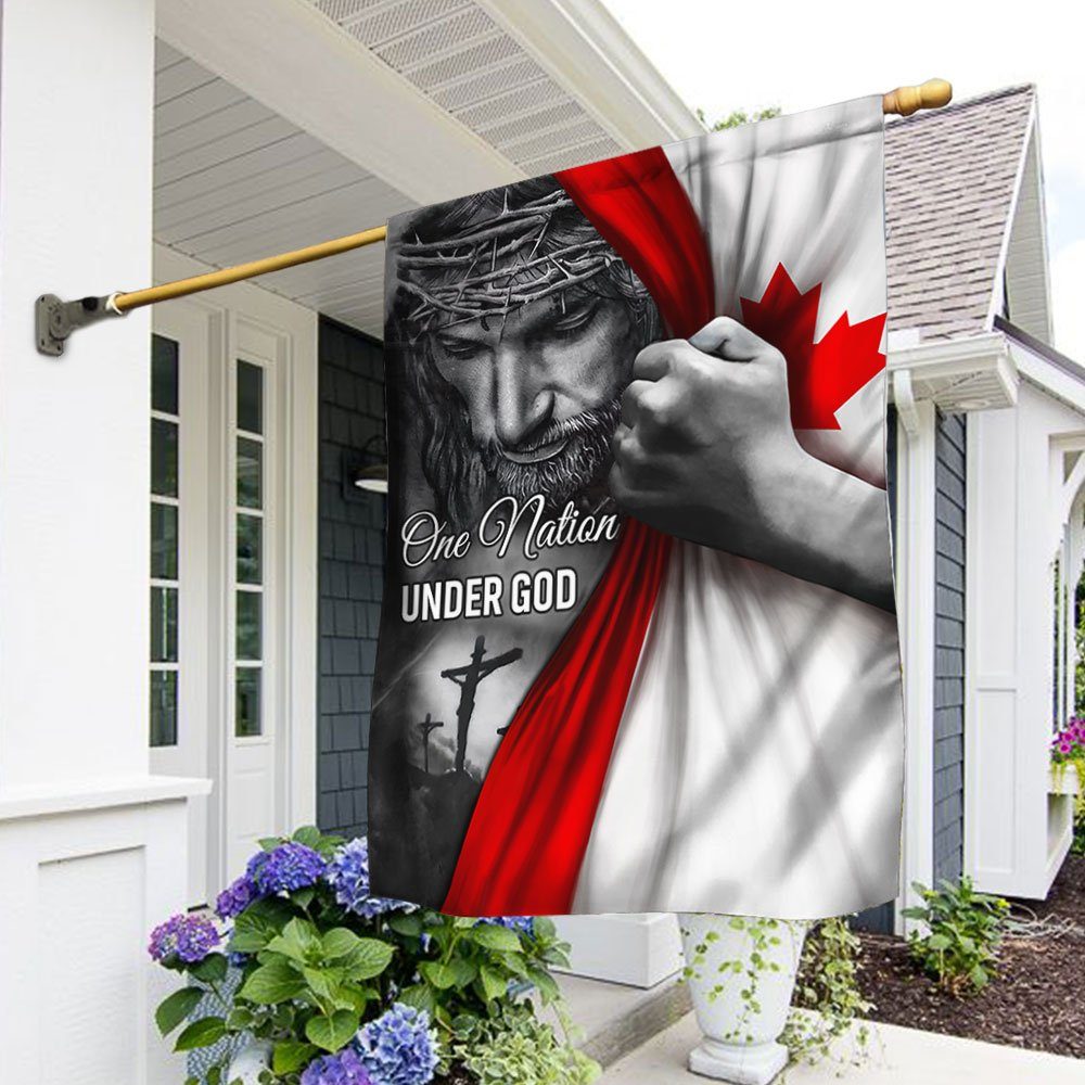 Canadian Flag Jesus One Nation Under God Flag TRL06Fv6