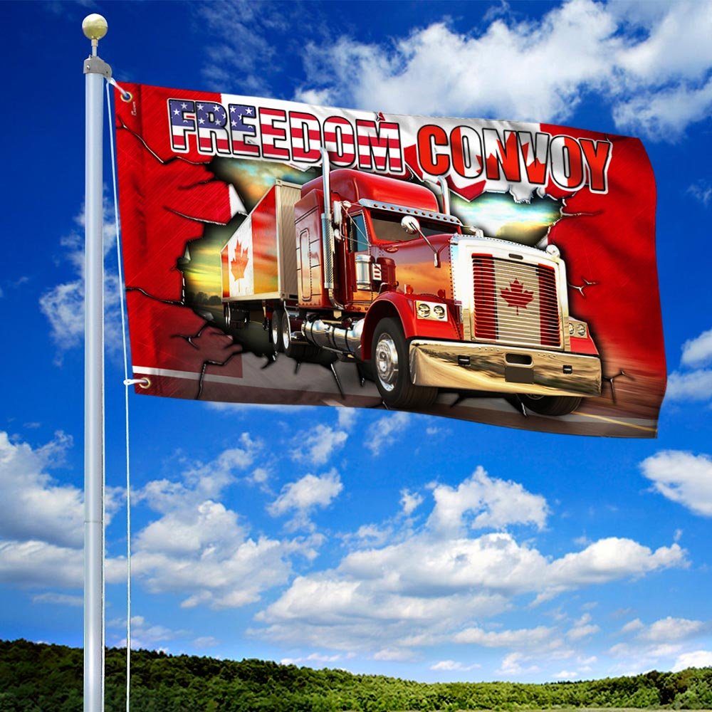 Canadian Freedom Convoy Flag, Truckers For Freedom, Mandate Freedom Truck Grommet Flag THH3750GFv3