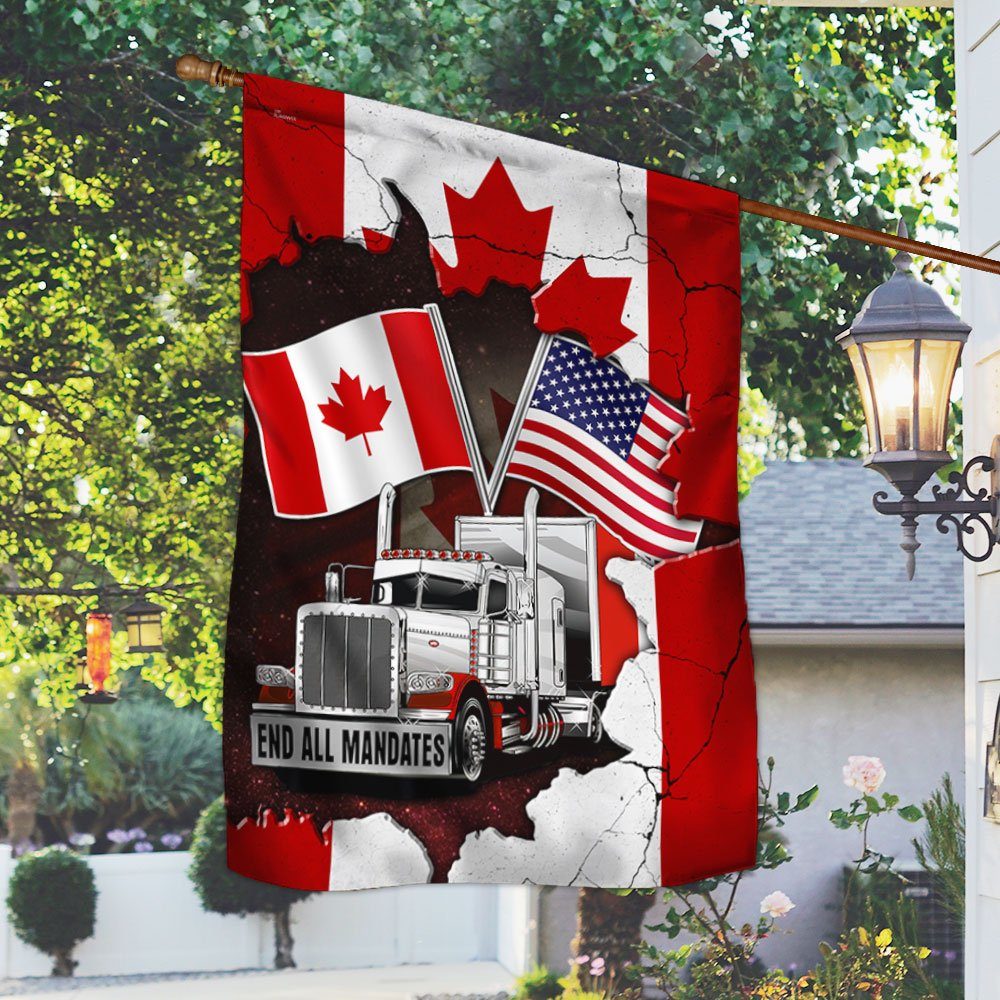 Canadian Trucker Freedom Convoy Flag End All Mandates LHA2066