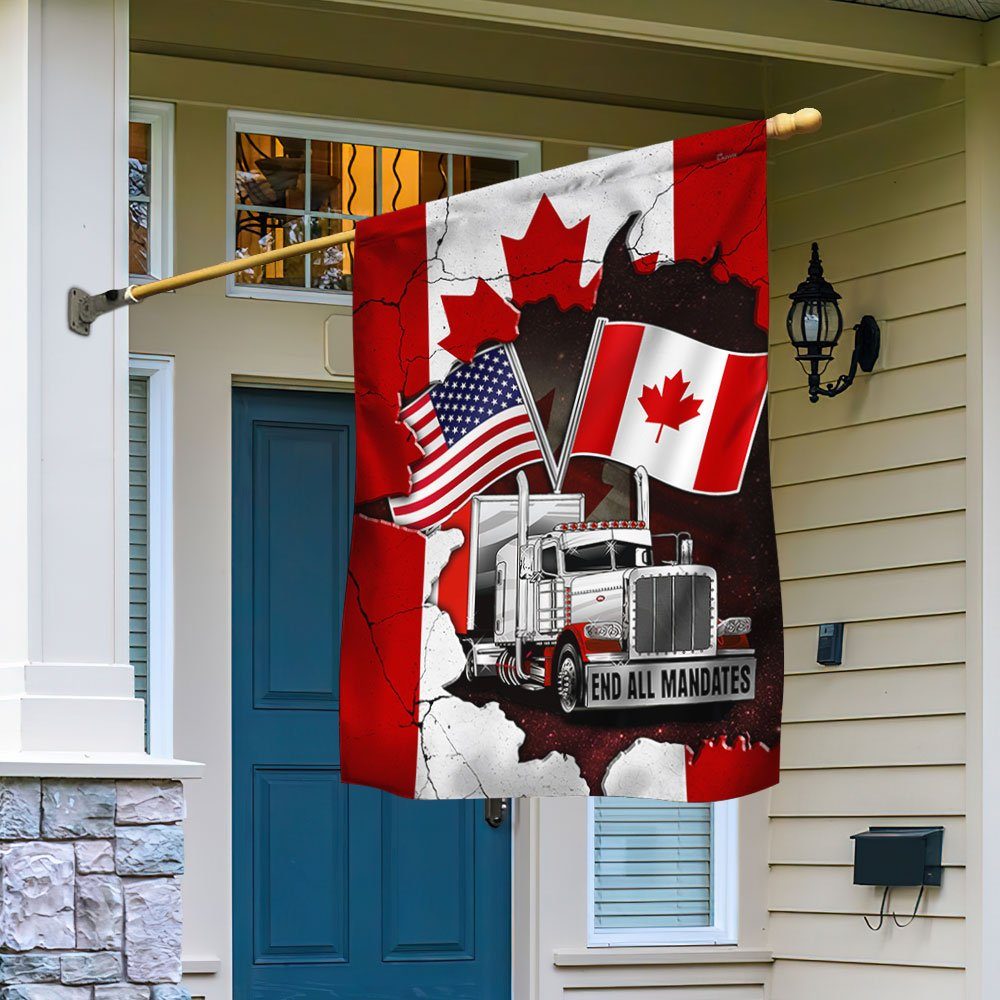 Canadian Trucker Freedom Convoy Flag End All Mandates LHA2066