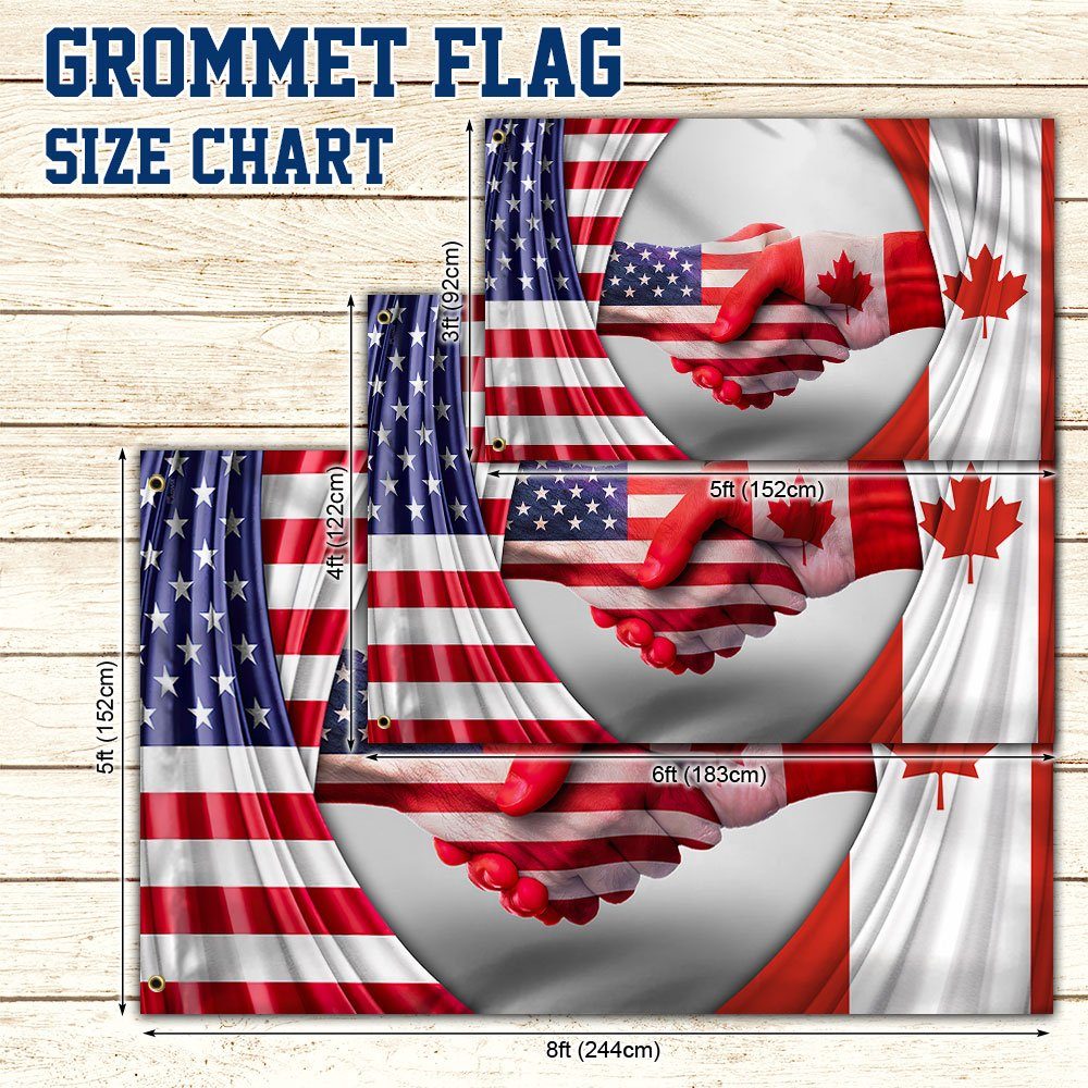Canadian USA Friendship Grommet Flag, Freedom Convoy 2022, Truckers For Freedom QNK1043GFv1