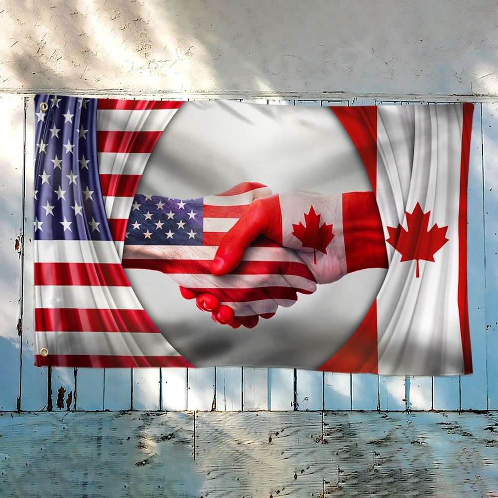 Canadian USA Friendship Grommet Flag, Freedom Convoy 2022, Truckers For Freedom QNK1043GFv1