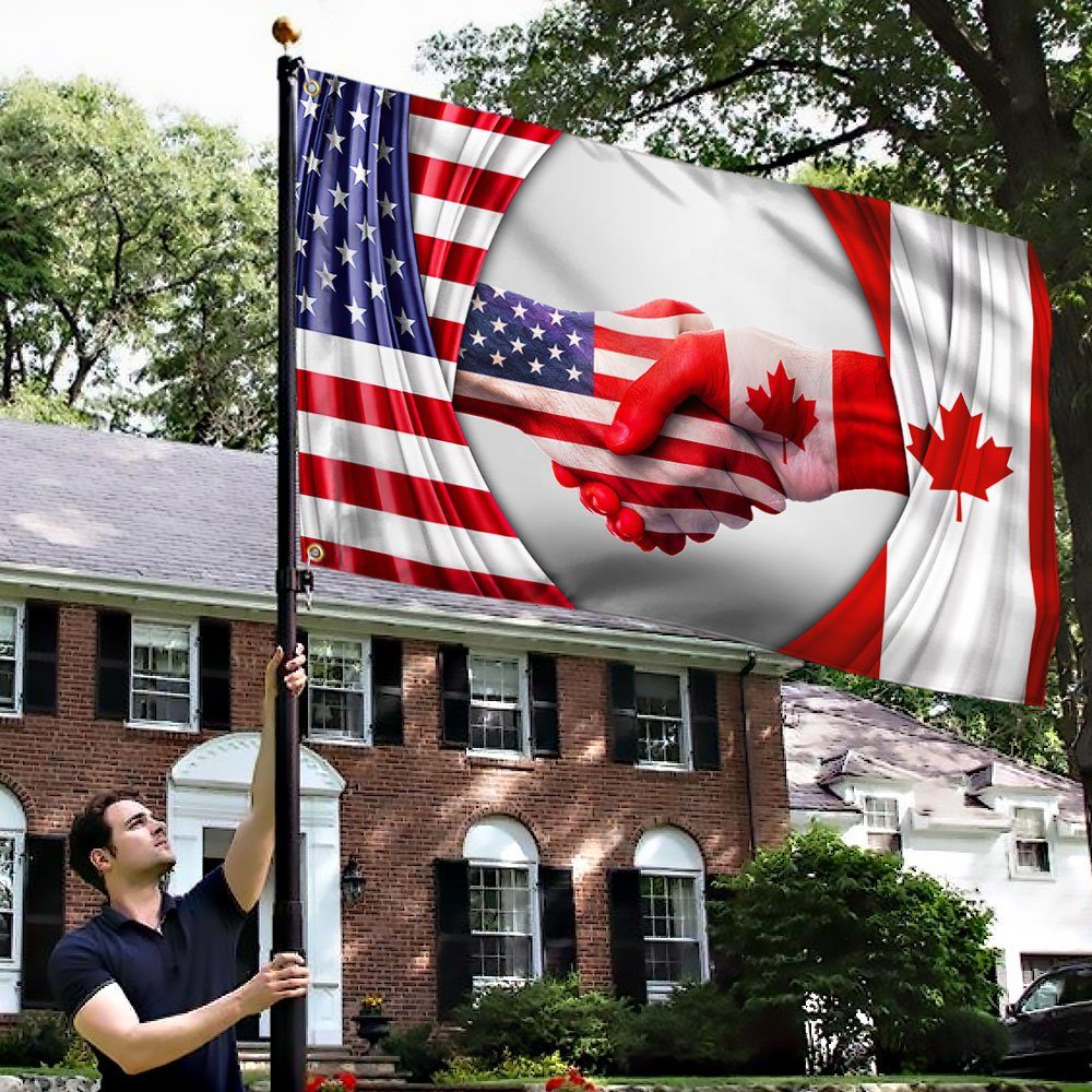 Canadian USA Friendship Grommet Flag, Freedom Convoy 2022, Truckers For Freedom QNK1043GFv1