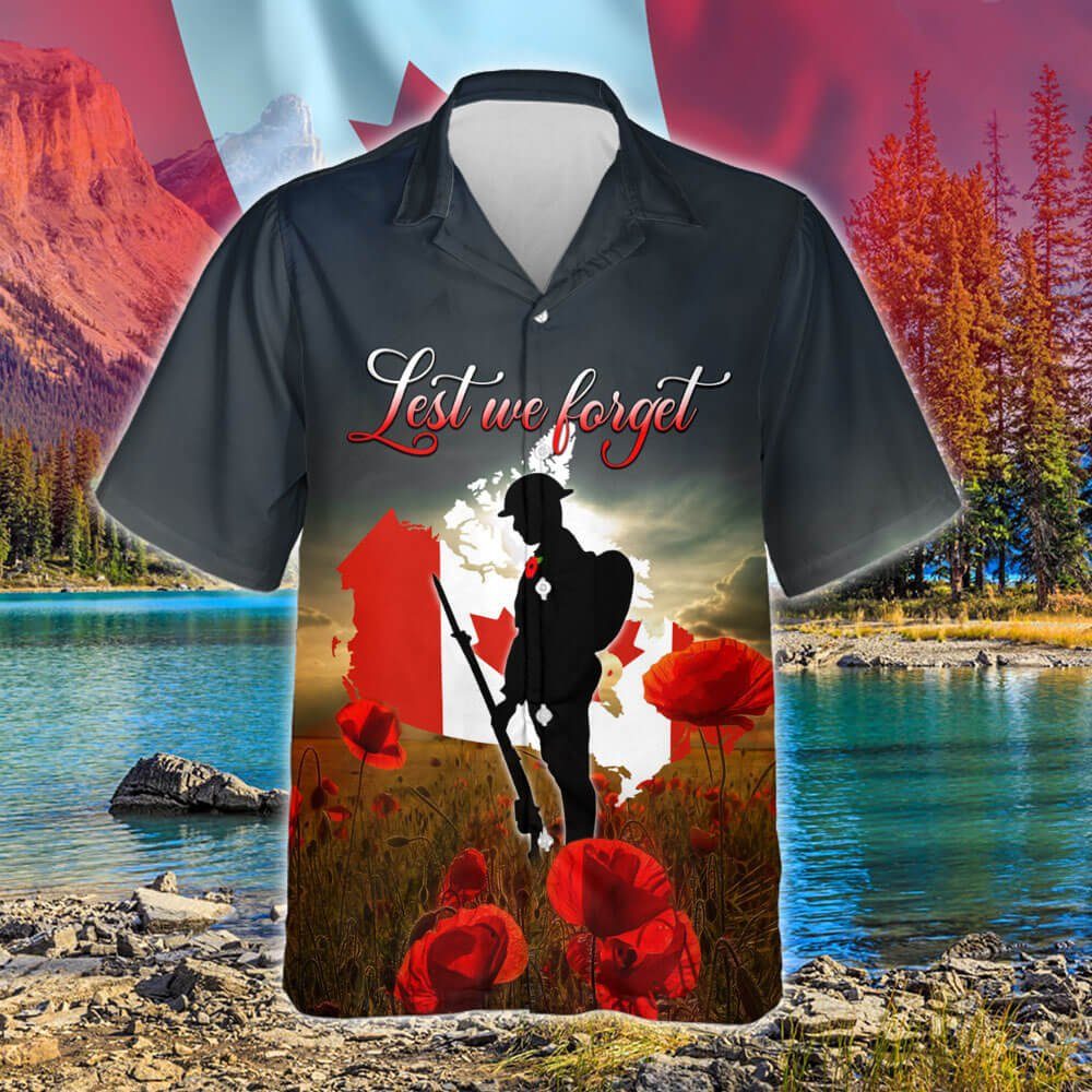 Canadian Veteran. Lest We Forget Canada Hawaiian Shirt THB3300HWv2